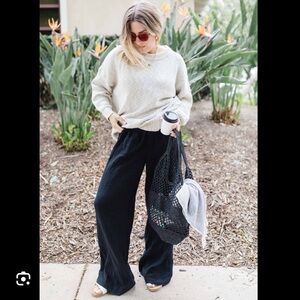GAP black double gauze wide leg pants